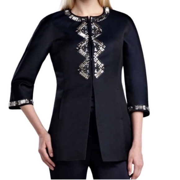 Rare St. John Duchess Opera Evening Jacket Hand Beaded Navy Sz 6 NEW - Picture 3 of 16